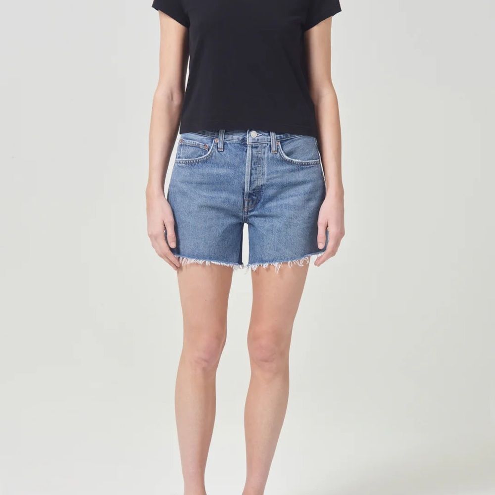 AGOLDE Parker Long Loose Fit Denim Shorts - Skywave - Size 30